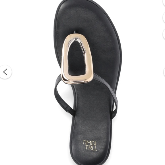 NWOT Time and Tru Ornament Thong Sandals, Black, Size 11 - Picture 2 of 6